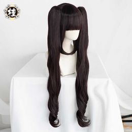 Pre-Sale Uwowo Nekopara Chocola / Chocolade Cosplay Pruik 80cm Lange Dubbelstaart Haar Mat Synthetische Hittebestendige Fiber Y0913