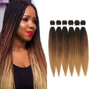 Cheveux de tressage synthétiques pré-étirés Extensions de cheveux au crochet de 26 pouces Cheveux de tressage rouges Cheveux synthétiques Tressage de cheveux Omber Natural Black to Wine