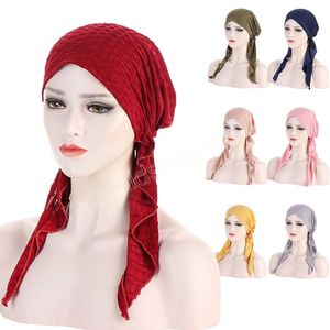 Turbante Hijab interior musulmán preatado, gorro para mujer, gorros de cola larga, gorro para la pérdida de cabello, bufanda para la cabeza, gorro elástico para la cabeza para mujer