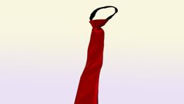 Cravate de cou pré-attachée garçons garçons glissières skinny attaches rouges couleurs solides minces époux étroits robe de fête de mariage nou de mariage 7963819
