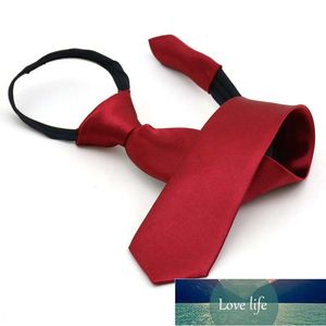 Corbata de cuello preatada para niñas y niños, corbatas ajustadas con cremallera para niños, Color rojo sólido, delgada, estrecha, para novio, vestido de fiesta, corbata de boda