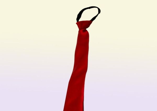 Cravate de cou pré-attachée garçons garçons glissières skinny attaches rouges couleurs solides minces époux étroits robe de fête de mariage nouc