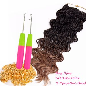 Pré-Twisted curl Sénégalais Twist Crochet Tresses cheveux 16 pouces demi-onde demi-bouclés crépus bouclés extensions de cheveux synthétiques tressage cheveux