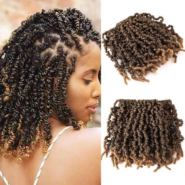 10 pouces pré-torsadés printemps torsion crochet cheveux courts bombe printemps torsion cheveux crochet tresses 15 brins / paquet pour extensions de cheveux de tressage synthétique LS28