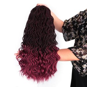 Pre Twisted Wave Senegalese Twist Half Curl Crochet Vlechten Haar 16 inch Synthetische Hair Extensions 35 Strands 1 Stblack Gekleurde Ombre Paars