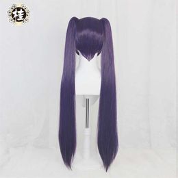 PRE- UWOWO Game Genshin Impact Mona Megistus Cosplay perruque réflexion astrale 90 cm violet double queue Y09132685