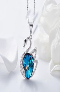 Voorbereik high -end super schattig S925 sterling zilveren hanger ketting ovski element kristal sieraden vrouwen verjaardag cadeau7878627