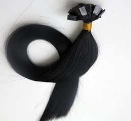 Prebonded Braziliaanse platte tip human hair extensions 50g 50 strengen 18 20 22 24 inch 1 Jet Black Indiase haarproducten5473148