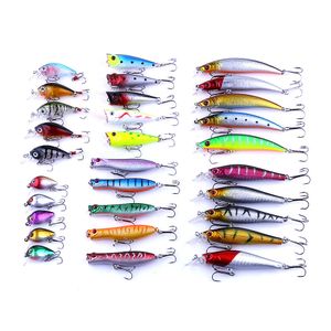 Précieux 30 Pcs / ensemble Leurres De Pêche Types De Leurres De Pêche Crankbaits Minnow Popper Baits Tackle Kit Poisson De Haute Qualité Produit livraison gratuite