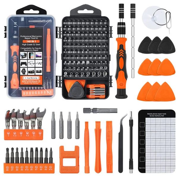 Jeu de tournevis de précision, Kit d'outils de réparation 140 en 1 avec jeu de tournevis magnétiques 118 Bits pour ordinateur portable, téléphone, Etc. 240115