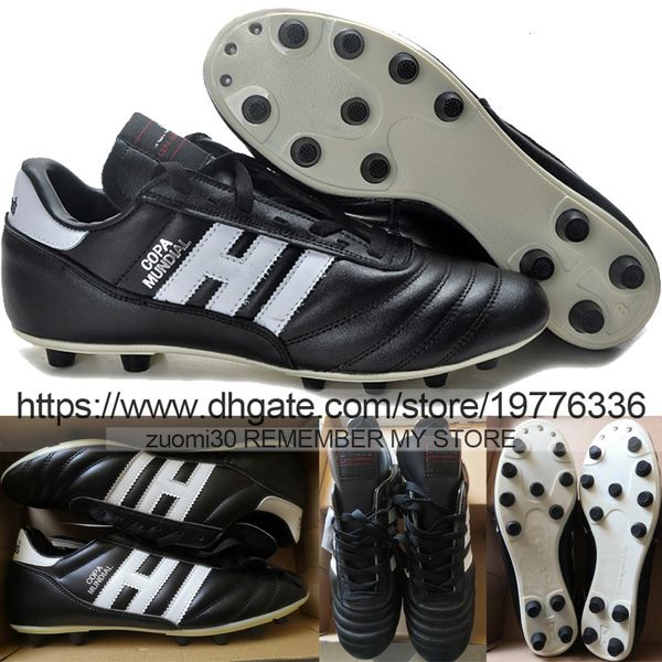 Enviar con bolsa Botas de fútbol de calidad Copa Mundial FG Botas de fútbol retro clásicas para hombre Terreno firme Cuero suave Zapatillas cómodas Zapatos de fútbol Talla US 6.5-11.5