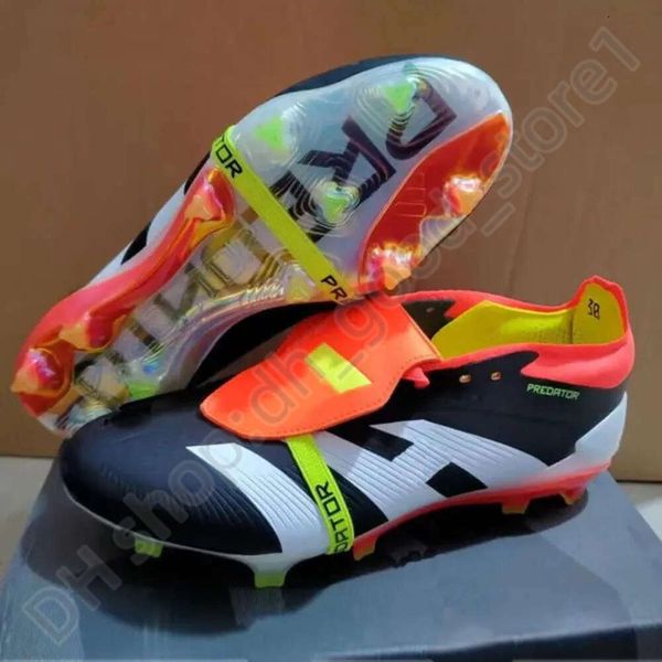 Botas de fútbol Predator Bolsa de regalo Botas de fútbol PREDATOR Accuracy+ Elite Tongue FG BOTAS Picos de metal Tacos de fútbol Zapatos de fútbol de cuero suave sin cordones para hombre 542