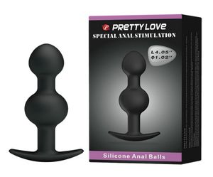 PREETY LOVE Double boule noire anal Butt Plug jouets érotiques produits intimes pour le sexe anal pénis jouets sexuels pour adultes pour femmes ou hommes q1716185431