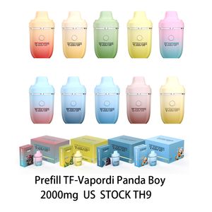 Pluma desechable Panda Boy, pluma de aceite de cerámica, 300Mah, tipo C, 1000mg, aceite T9, 10 sabores, stock de EE. UU.