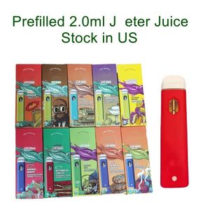 Stylo e-cigarettes jetables préremplis J EETER, vaporisateur rechargeable 320mah 2.0ml, 10 souches, stock aux États-Unis