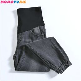 Gravidez solta denim jeansabdominal calças namorado jeans maternidade para mulheres grávidas roupas de cintura alta 240111