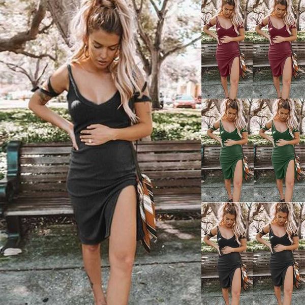 Embarazo Sexy con cuello en v falda corta vestido de maternidad vestidos de enfermería femenina ropa de madre que amamanta a las mujeres ropa embarazada Q0713