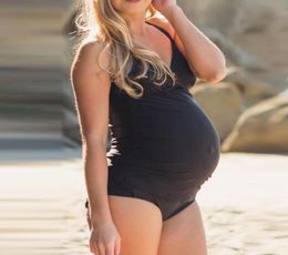 Zwangere zwangerschap Swimwear vaste push -up gevoerde bra strand bikini set zwangerschap een stuk zwempak badkleding badkleding voor vrouwen6235373