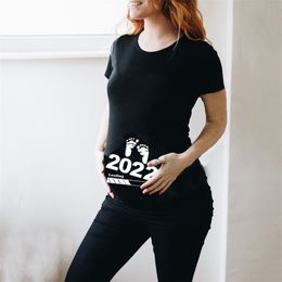 Zwangere T-shirt Tops Moederschap Korte Mouw Baby Laden 2022 Gedrukt T-shirts Zwangerschap Aankondiging Nieuwe Mamma Tshirts Kleding 20220301 Q2
