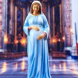 Zwangere Maagd Maria Beeldje Maagd Maria Religieuze Sculptuur Hars Madonna Standbeeld Atholic Religieus Decor Ornament Voor Huizen 231228