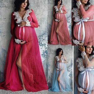 Femmes enceintes dentelle robe de maternité pour séance photo sexe mode grossesse robe longue maternité photographie accessoires vêtements Q0713