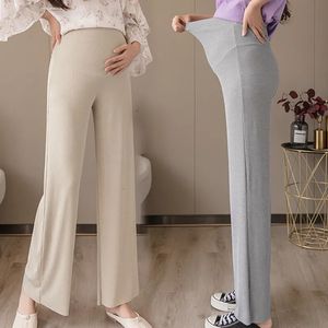 Femmes enceintes Été pantalon large de jambe large maternité abdomen et pantalon de taille haute