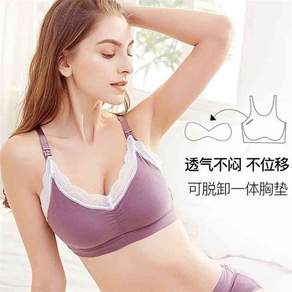 Femmes enceintes Sous-vêtements Soutien-gorge d'allaitement Grossesse Coton Vêtements d'alimentation Post-partum Confort Maternité Grande Taille 210918