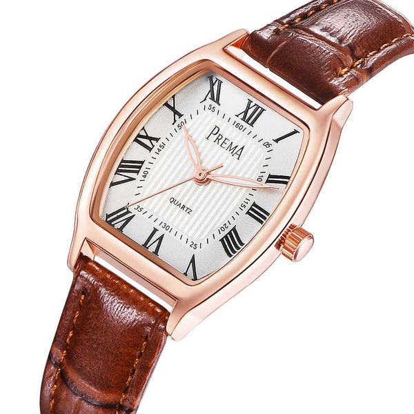 PREMA femmes montres dames marque mode montre-bracelet femme décontracté Quartz cuir horloge goutte 210616