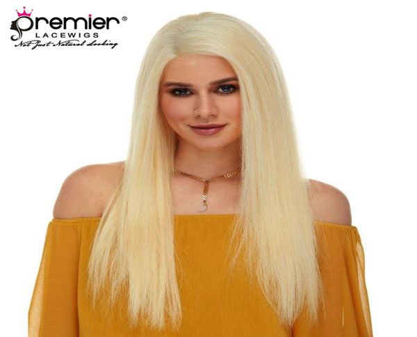 Premier 613 couleur blonde en dentelle en dentelle en dentelle humaine brésilienne Vierge Brésilienne Silk Straitement 613 Blonde Color Wigs6233879
