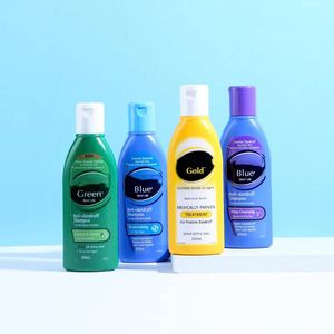 Shampooing de marque 200 ml, traitement soulage le nettoyage en profondeur, régénère, apaise, brille, revitalisant pour tous les types de cheveux, vert, doré, bleu