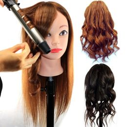 Premium 100% Real Real Human Hair Mannequin Heads Professional Cosmetology Practice Heads for Hairdresser Barber Shop 240403