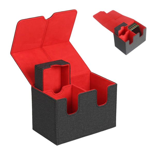 Boîte de rangement de gamme de jeu de jeu de cartes premium 160 Rangement de cartes à manches avec un compartiment de dés avec un boîtier de fermeture pour les jeux de cartes à négociation