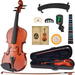 Premium 4/4 vioolset met geavanceerde ebbenhouten accessoires, stomme en instructies - perfect voor beginners tot tussenliggende spelers