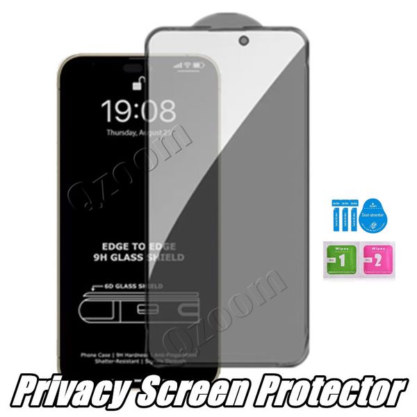 Premium AA Privacy Anti-spy Protector de pantalla de vidrio templado para iPhone 14 Pro Max 14Plus 13 12 Mini 11 XR XS 6 7 8 Plus