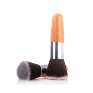 Pinceaux en bambou de qualité supérieure, cheveux synthétiques doux à tête plate, pour fond de teint, blush, outils de maquillage, livraison directe