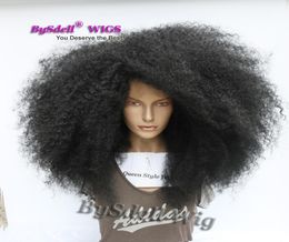 Premium grote Afro-pruik met kinky krullend haar Synthetische pruik met kant, krullend, kinky krullend zwarte vrouw, volledige kant voorpruiken4408690