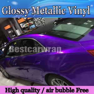 PREMIUM CANDY GLOSS MINUIRE Purple Vinyle enveloppement de voiture avec bulle d'air GRATUIT GLAGE GLAGE METALLIQUE PURPLE CANDY FILM Taille: 1.52 * 20m / Rouler