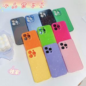 Estuches premium Sense Ice Crystal Glitter Jelly Funda de TPU suave para iPhone 14 11 Pro Max 12 13 iPhone X XS Max XR Funda de teléfono brillante de color sólido