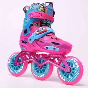 Premium Children 3 Wheels Inline Speed ​​Skates Shoes Shoes Kids 'Sneaker 3x100mm 3-Wheels Roller Skatigig Patines S M L EUR 28-39 Boot