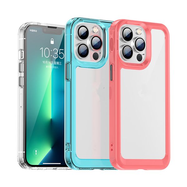 Étuis de téléphone hybrides transparents de qualité supérieure pour iPhone 15 Pro Max 14 Samsung Galaxy S24 Ultra Plus A55 A35 A15 Google Pixel 8 7A 7 Coque rigide pare-chocs arrière