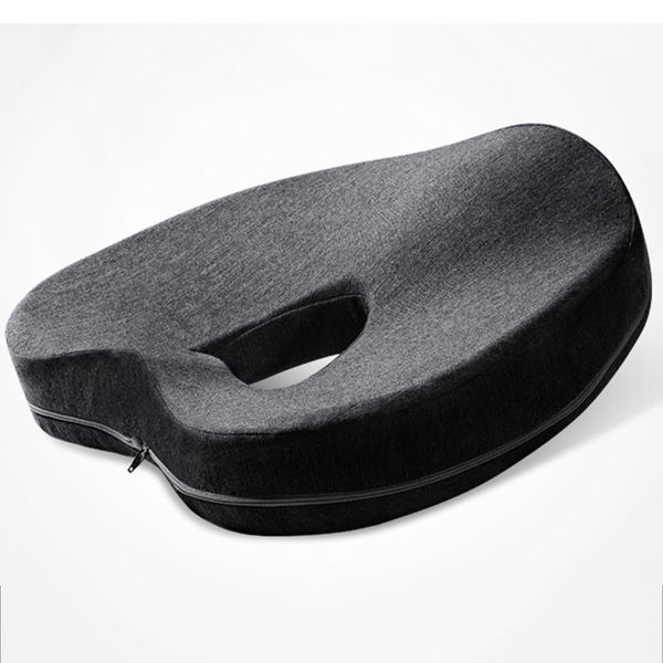 Coussin de siège confort haut de gamme Oreiller orthopédique antidérapant Mousse à mémoire Coccyx Chaise de bureau respirante Sièges de voiture Coussins Massage Relax Hip Pad TH0071