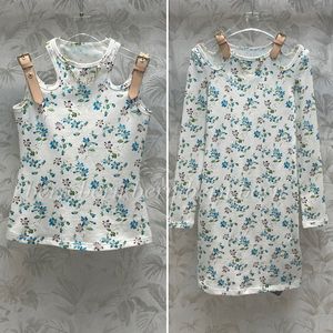 Premium correcte versie mode dames bloemen vest top T-shirt lange mouwen hoodiejurk