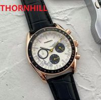Crime Premium Quartz Mens Watchs Stopwatch 43 mm mode Six Stiches Cadeaux de créateurs petits cadrans fonctionnant en cuir en acier inoxydable fin