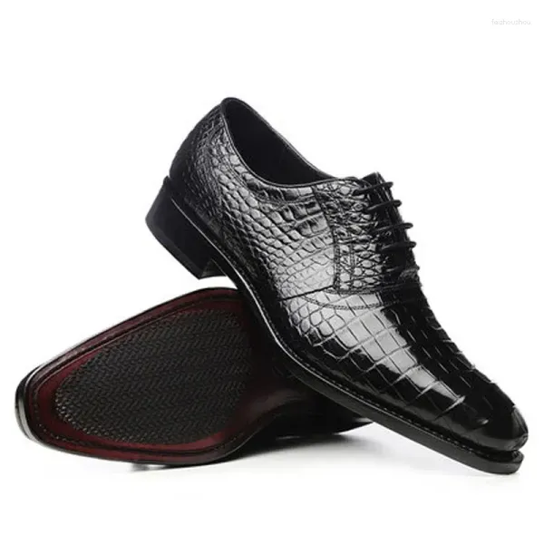 Chaussures habillées en cuir de crocodile de qualité supérieure pour hommes - Mocassins formels d'affaires élégants - Chaussures à lacets