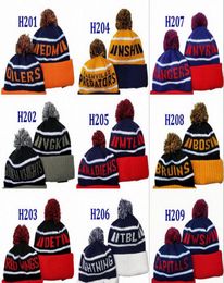 Bonnet de Hockey à revers de qualité supérieure avec POM POM, bonnet en tricot chaud d'hiver, bonnet épais à la mode 5609156