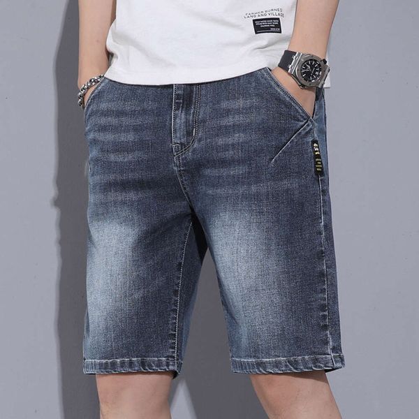 Short en Denim de qualité supérieure pour la Version coréenne d'été pour hommes, coupe ample à la mode, jambe droite, élastique décontracté pour hommes et beau pantalon en cinq parties