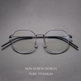 Premium danemark marque concepteur hommes sans vis surdimensionné pur cadre lunettes mode Lind Style lunettes optiques 240119