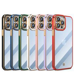 Premium gegalvaniseerde kleurrijke heldere TPU zachte telefoonhoesjes voor iPhone 14 13 12 11 Pro Max XR XS Max 8 7 6 Plus Samsung S23 S22 S21 Note20 Ultra S21FE A73 A72 A53 A52 A33 A32