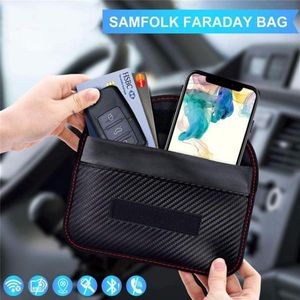 Premium Faraday Box Car Key Case Cage Fob Bag Keyless Rfid Lock Radiation Protection Cell Phone Storage Bags3145