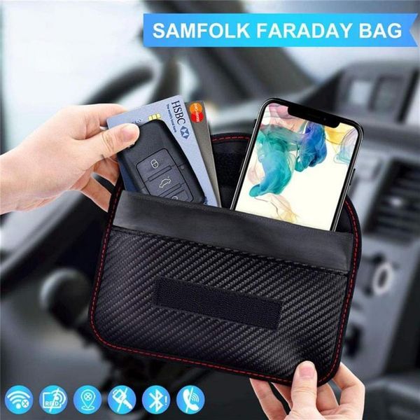 Premium Faraday Box Car Key Case Cage Fob Bag Keyless Rfid Lock Protección contra la radiación Cell Phone Storage Bags2754